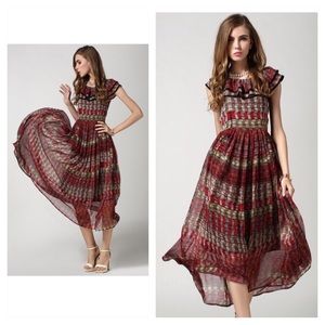 🔆SALE🔆 Red Sleeveless Ruffle Chiffon Maxi (NWOT)