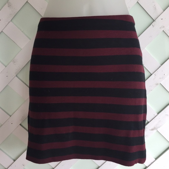 Burgundy Knit Striped Skirt
