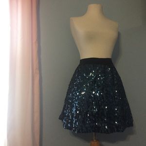 Navy Blue Sequin Skater Skirt Aeropostale