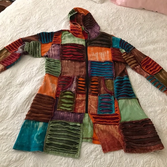 ZIPPERED COTTON KNIT HOODIE LG/XL
