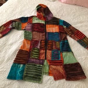 ZIPPERED COTTON KNIT HOODIE LG/XL