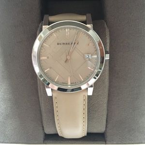 Burberry Check-Engraved Watch/Stainless Steel