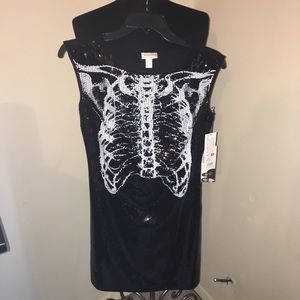 Black sequin dress with skeleton design