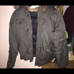Army green winter fur jacket