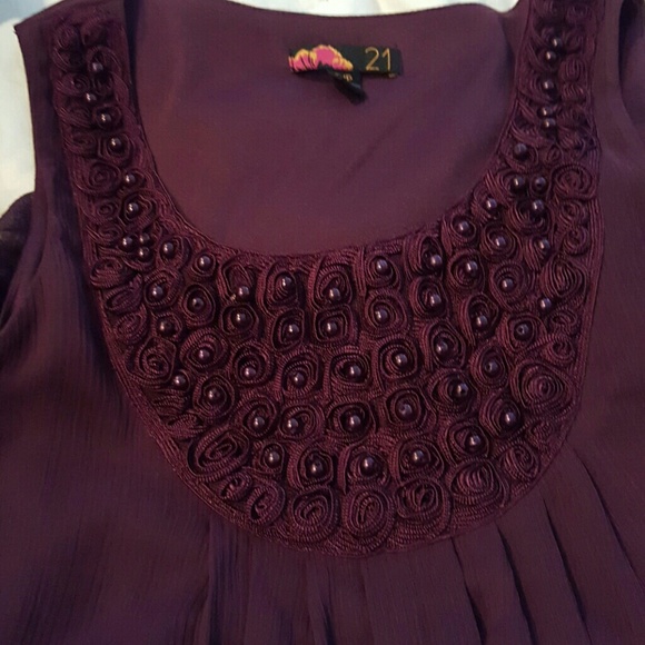 Purple bubble hem tank Sz S