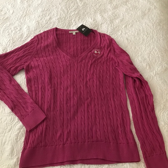PEBBLE BEACH PINK COTTON CABLE KNIT SWEATER XL NWT