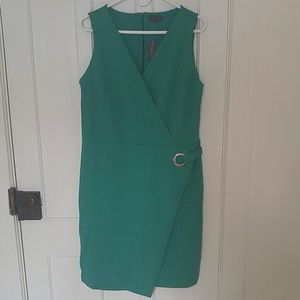 Green Sleeveless Wrap Dress