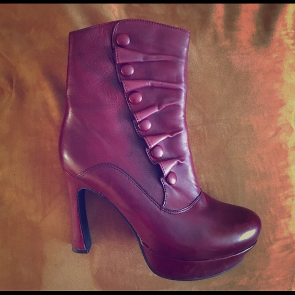 Earthies Shoes - Earthies Ferrara Deep Red Mid-Calf Boot 7.5