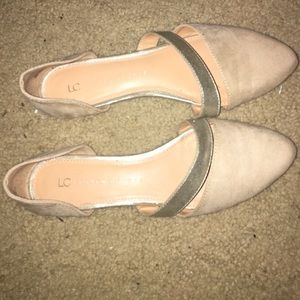 Like new condition! Lauren Conrad Nude Suede flats