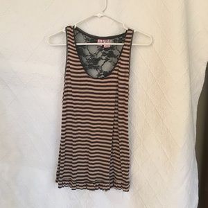 Striped tank with lace detail back