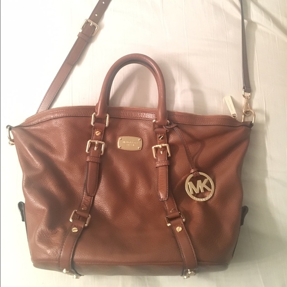 MK Bedford leather satchel in luggage brown