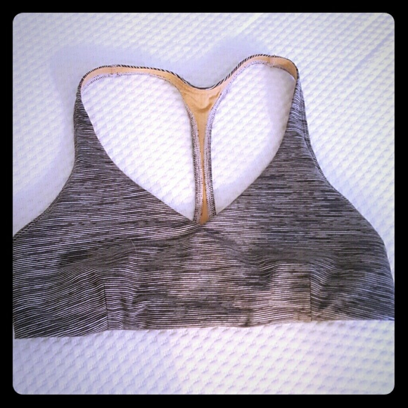 Grey Striped Lululemon T Strap Sports Bra