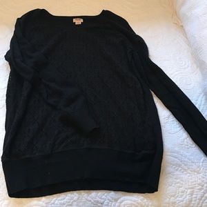 Black sweater with lace front detail