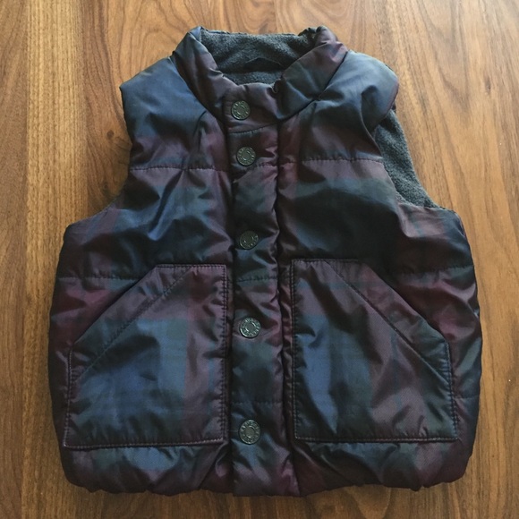 Baby Gap Plaid Puffy Vest, Fleece Lined