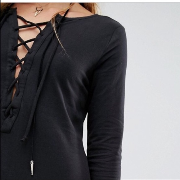 Free People black lace up maxi dress M - Picture 4 of 4