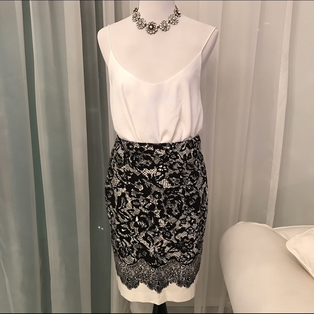 Ann Taylor Lace Print Cotton Skirt