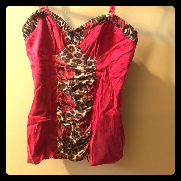 Leopard Red Rose Corset Top