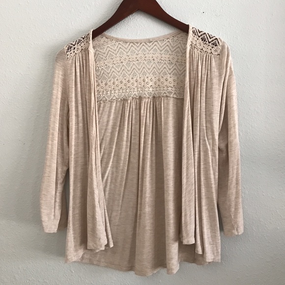 Cream lace-detail Cadigan