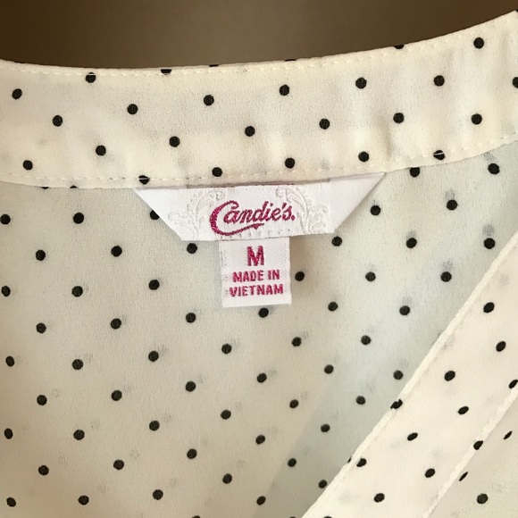 Cream polka dot button down blouse - Picture 3 of 3