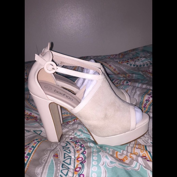 Beige Peep Toe with Chumky Heel