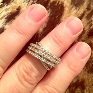 Rhodium pave ring