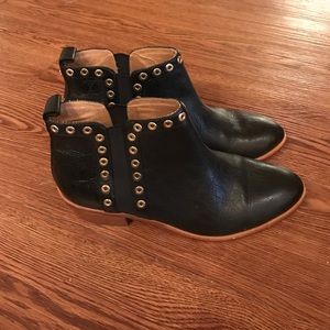 Black leather ankle booties
