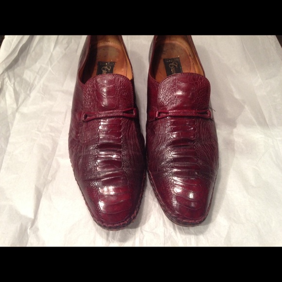 Traversi  Italian Ostrich Leg Burgundy men's shoes