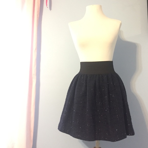 Navy Blue Sparkle Skater Skirt Delia's