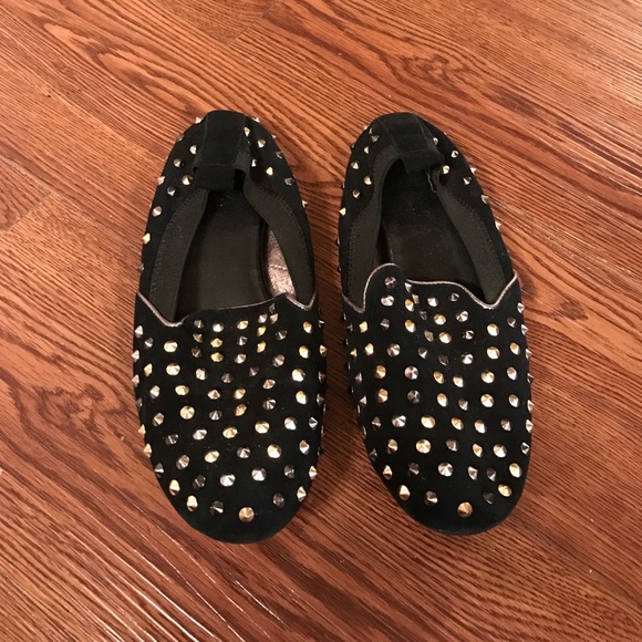 Black Suede Studded Loafers