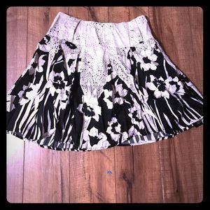 Floral Black & White Skirt