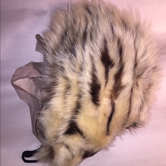 Vintage black & white fur MADCAPS side flap hat