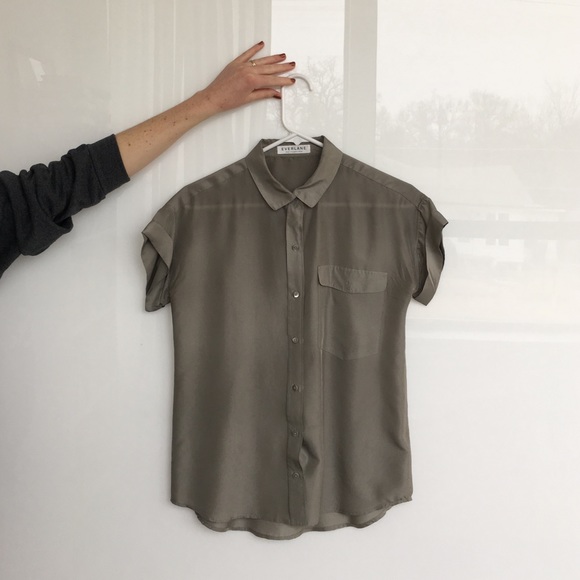 Everlane gray silk button down