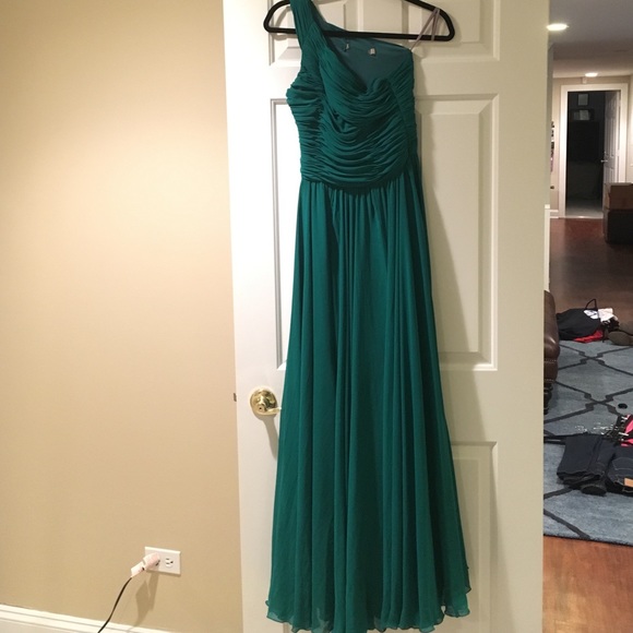 halston heritage green dress