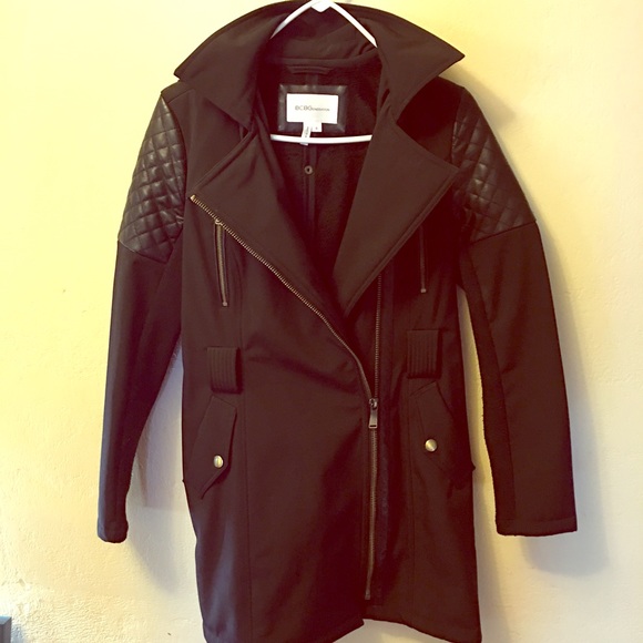 BCBGeneration black Moto trench coat w/zipper HP!!