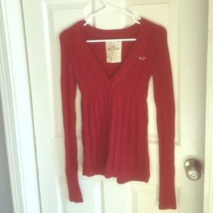 Red Hollister V Neck Sweater