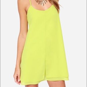 Chartreuse flowy shift dress from Lulus