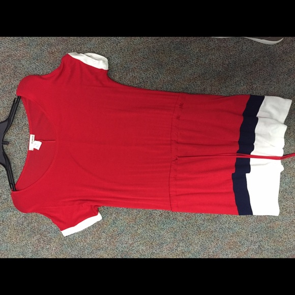 Red white and blue drawstring dress