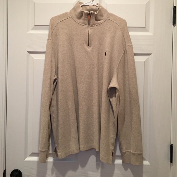 Men's XL Polo Ralph Lauren tan half zip sweater