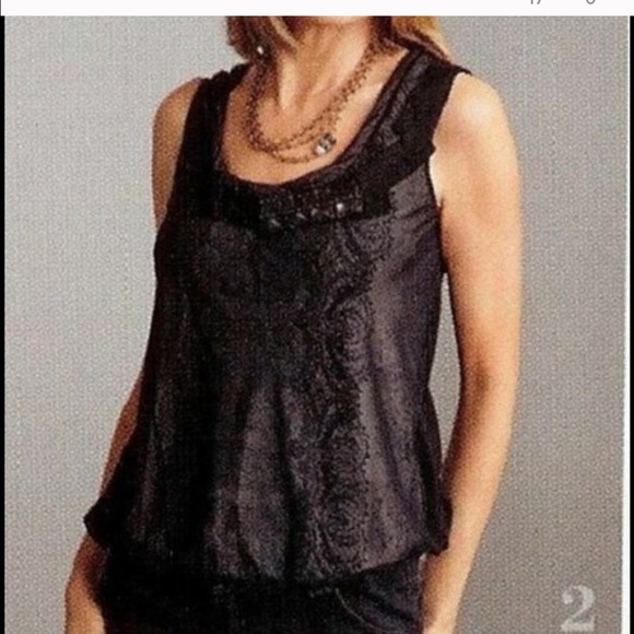 CAbi Tops - CAbi black lace bubble blouse