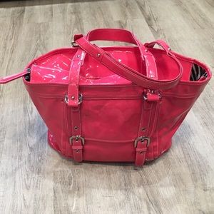 Maxx New York pink patten leather tote bag.