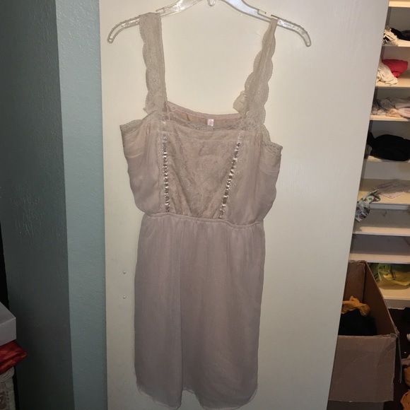 Creme chiffon lace dress