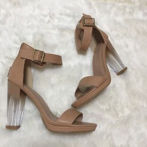 Nude clear heel platform style heels