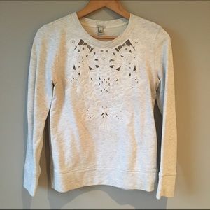 JCrew Flower Cut Out Sweatshirt