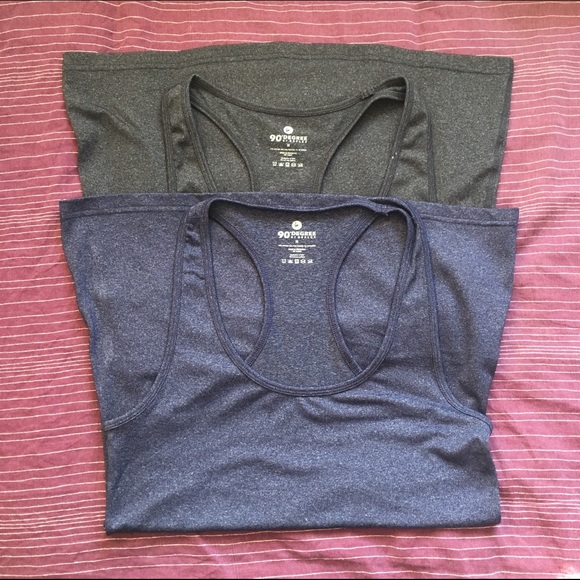 Blue and Gray workout tank racer back yoga