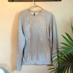 Distressed gray sweater