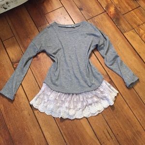 Blue Pepper top with lace trim size small