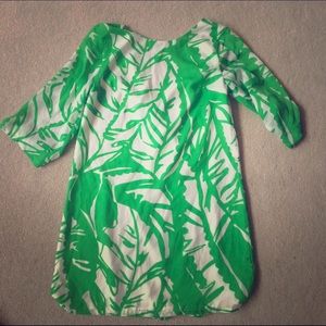 Lilly pulitzer green & white tropical print dress