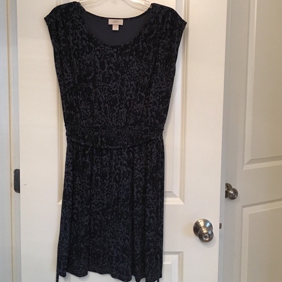 Blue leopard print dress with cinch waist
