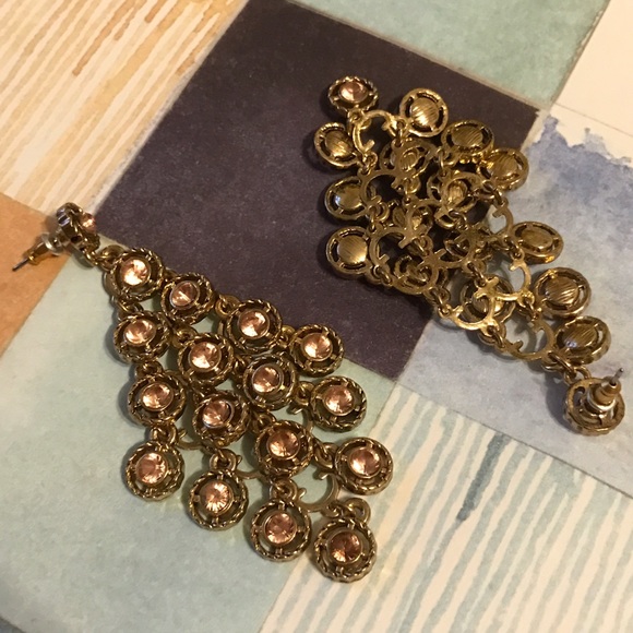 Sparkly peach chandelier earrings - Picture 4 of 4