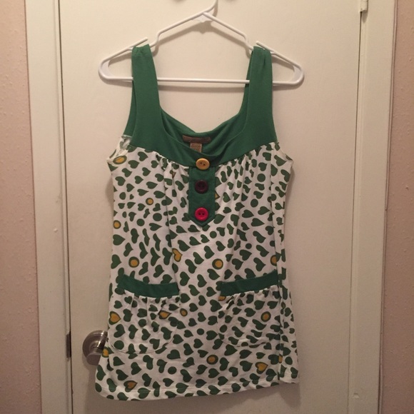 Cute green and white tank top sz. L